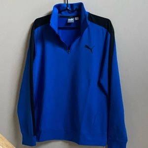 PUMA MOCK NECK SWEATER/MENS TOP QUARTER ZIP/BLUE/SIZE LARGE